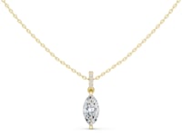 Marquise Pave Bail Solitaire Pendant - Gold