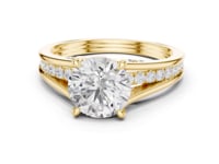 Round Channel Shoulder Cathedral Ring - Gold