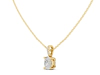 Oval Pave Bail Solitaire Pendant - Gold