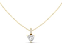 Heart Pave Bail Solitaire Pendant - Gold