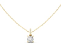 Cushion Pave Bail Solitaire Pendant - Gold