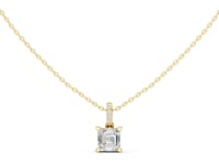 Asscher Pave Bail Solitaire Pendant - Gold