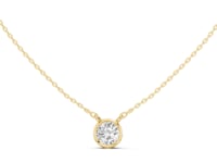 Round Bezel Solitaire Pendant - Gold