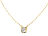 Cushion Bezel Solitaire Pendant - Gold