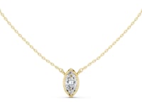 Marquise Bezel Solitaire Pendant - Gold