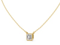 Asscher Bezel Solitaire Pendant - Gold