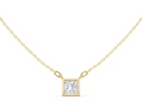 Princess Bezel Solitaire Pendant - Gold