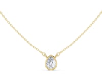 Pear Bezel Solitaire Pendant - Gold