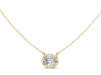 Oval Classic Bezel Solitaire Pendant - Gold