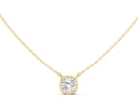 Cushion Classic Bezel Solitaire Pendant - Gold