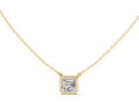 Asscher Classic Bezel Solitaire Pendant - Gold