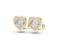Heart Diamond Bezel Stud Earrings - Gold