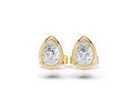 Pear Diamond Bezel Stud Earrings - Gold