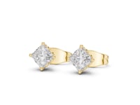 Premier Princess Scroll-Basket Solitaire Studs - Gold