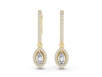 Marquise Pave Bar Halo Drop Earrings - Gold