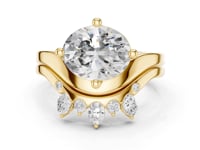 Oval Cut Diamond Solitaire Scatter Band Bridal Set - Gold
