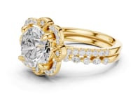 Round Floral Crown Bridal Set - Gold