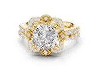 Cushion Floral Crown Bridal Set - Gold