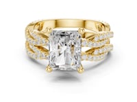 Radiant-Cut Twisted Pave Solitaire Bridal Set - Gold