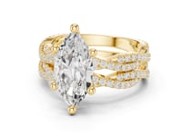 Marquise-Cut Twisted Pave Solitaire Bridal Set - Gold