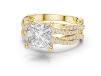 Princess-Cut Twisted Pave Solitaire Bridal Set - Gold