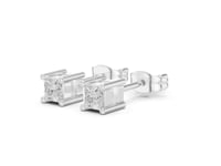 Petite East-West Emerald Studs - White Gold
