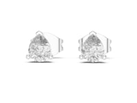 Petite Pear Diamond Solitaire Studs - White Gold