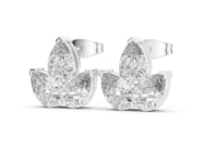 Pear Trio Fan Studs - White Gold