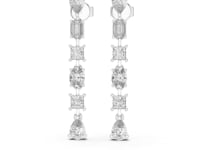 Pear, Emerald, Princess & Oval Line Ear Climbers - White Gold