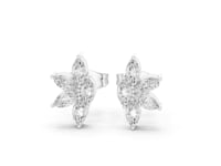 Marquise Floral Cluster Studs - White Gold