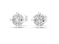 Heart-Prong Round Solitaire Studs - White Gold