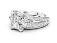 Radiant Pear Side Split Shank Engagement Ring - White Gold
