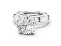 Round Wide Dome Solitaire Engagement Ring - White Gold