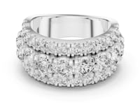 Three-Row Round Cluster Band - White Gold