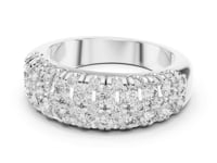 Scalloped Edge Round Cluster Half Band - White Gold