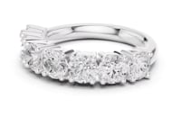 Raised-Basket Seven-Stone Round Anniversary Band - White Gold