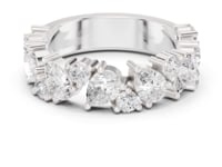 Pear and Round Cluster Half Eternity Band - White Gold