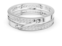 Interlocked Rolling Pave Band Duo - White Gold