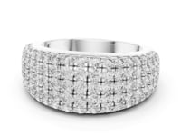 Five-Row Round Dome Half Band - White Gold