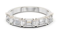 Emerald and Baguette East-West Half Band - White Gold