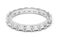 East-West Baguette Bead-Accent Eternity Band - White Gold
