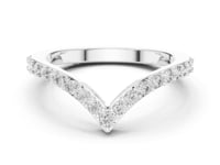 Chevron V Round Contour Band - White Gold