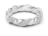 Braided Rope Twist Pave Eternity Band - White Gold