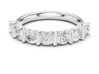 Bar-Set Round Seven-Stone Anniversary Band - White Gold