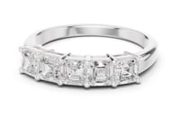 Asscher Five-Stone Shared-Prong Band - White Gold