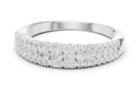 Graduated Round Pave Half Eternity Band - White Gold