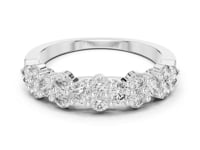 Alternating Round Cluster Half Band - White Gold