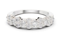 Alternating Cluster and Round Half Band - White Gold