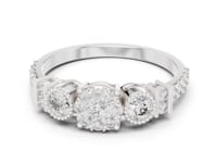 Trio Cluster Bar-Accent Diamond Ring - White Gold