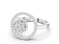 Swirl Halo Cluster Ring - White Gold